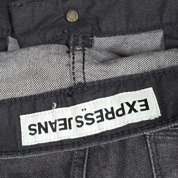 Express Jeans Mens SIze 34x32 Washed Black Rocco Slim Fit Straight Leg Cotton - Picture 9 of 11